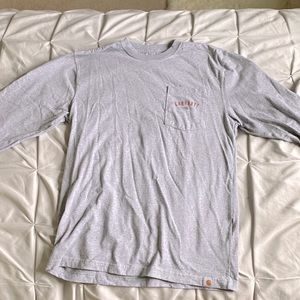 Carhartt Men’s Loose Fit Long Sleeve Gray Short with Logo on the Back - Like New